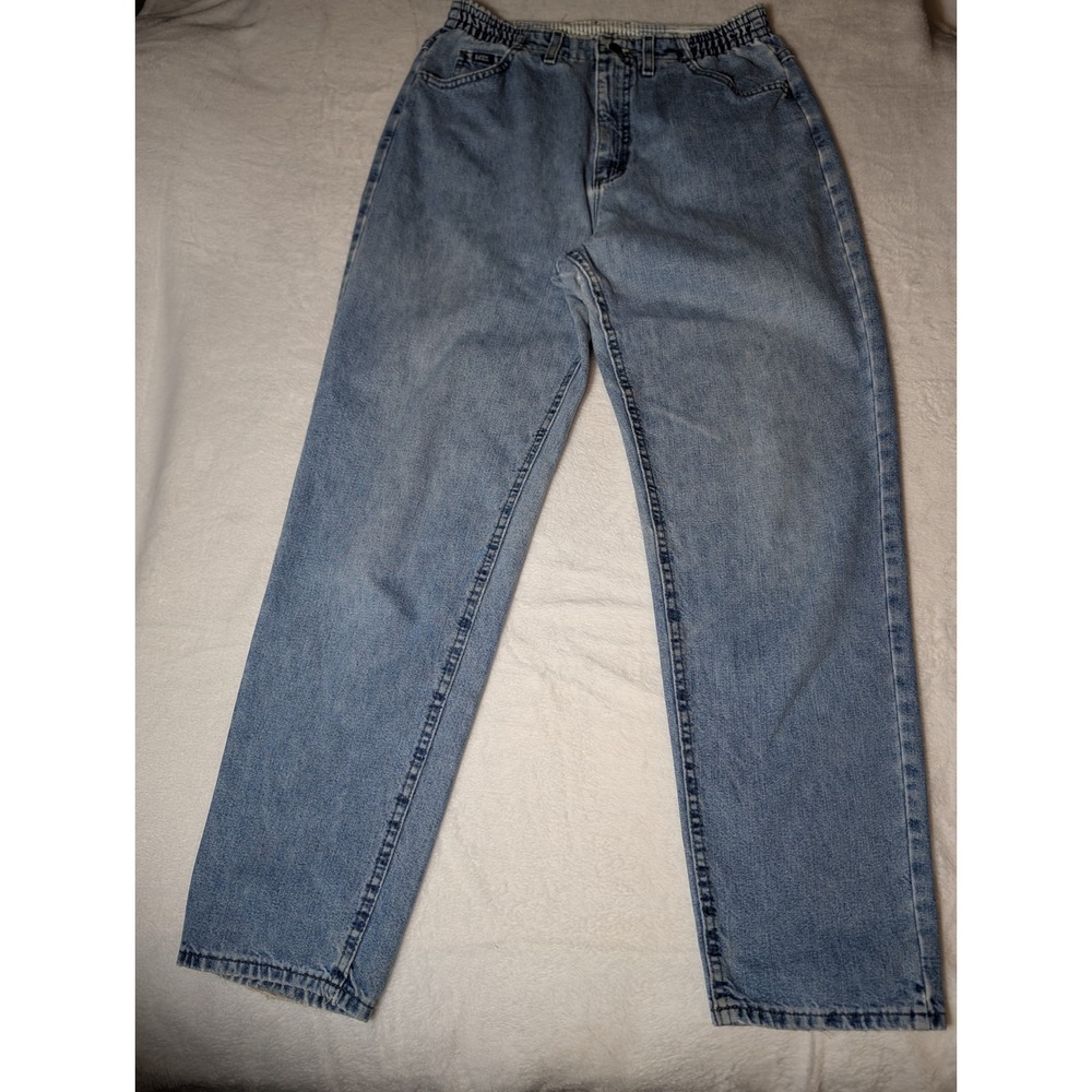 Vintage 90s Lee Original Jeans 10S Elastic Waist Light Wash High Rise Mom Jeans